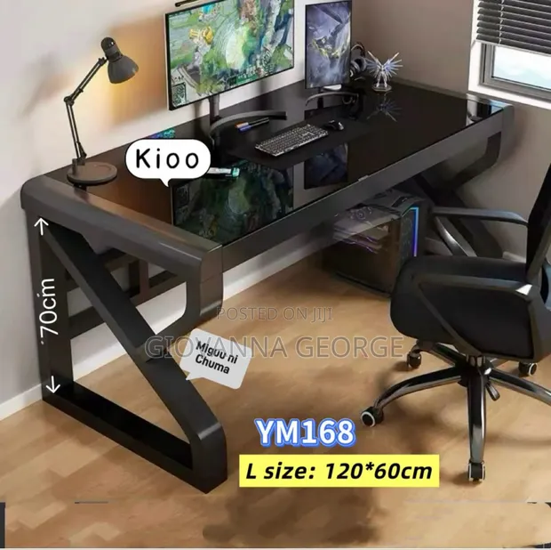 Beautiful Table with Glass Top and Metal Legs - 1