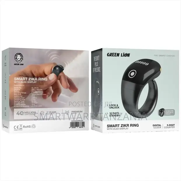 Green Lion Smart Zikr Ring OLED Display, Standby Siku 15 - 1