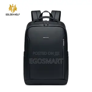 Golden Wolf Laptop Backpack - Black