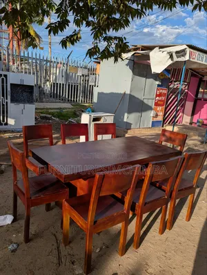 Solid Mninga Wood Dining Table with 8 Chairs