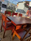Solid Mninga Wood Dining Table with 8 Chairs - 3