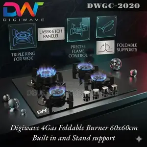 Digiwave Jiko la Gesi 4 za Kupika Linalokunjwa