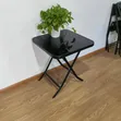 60cm Folding Glass Table - Black - 1