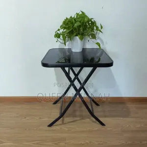 Meza ya Kukunja ya Kioo 60cm - Nyeusi