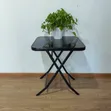 60cm Folding Glass Table - Black - 2
