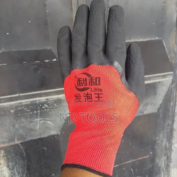 Knitted Safety Gloves - Red & Black - 1