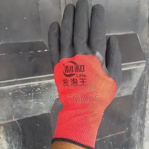 Knitted Safety Gloves - Red & Black