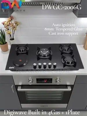 Digiwave Jiko la Kujengea Lita 4 za Gesi + 1 Plate Kioo