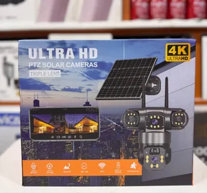 Kamera ya Usalama ya V380 Pro Ultra HD Lenzi Tatu PTZ ya Solar