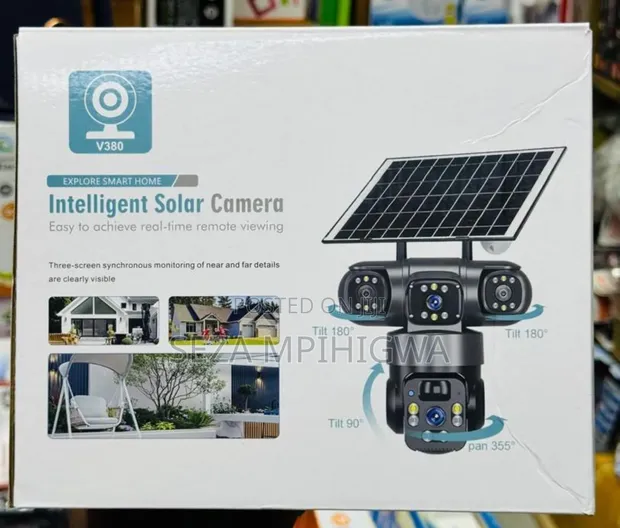 Outdoor Solar CCTV Camera with 3 Rotative & 1 Fixed Lens - 1