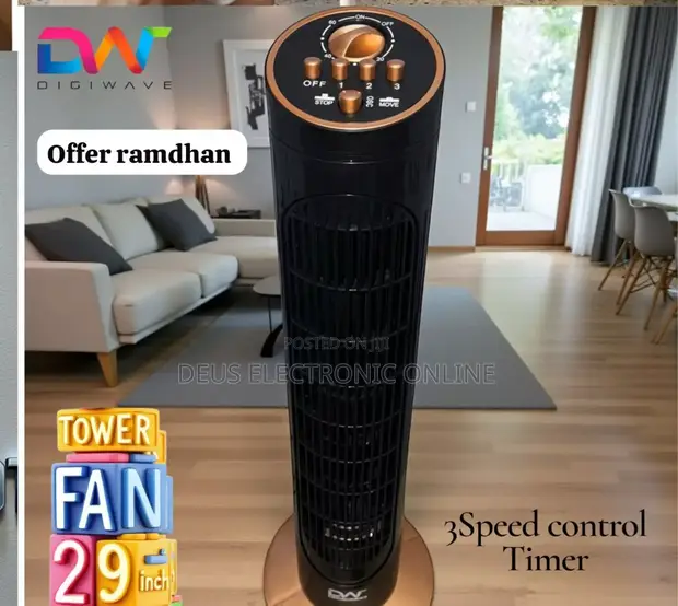 Digiwave 29-inch Tower Fan with Timer and Speed Control - 1
