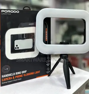 Porodo Ring Grip Vlogging Light with Desktop Tripod