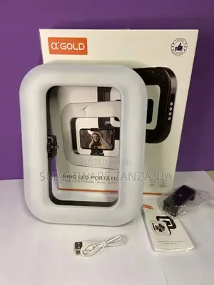 A'Gold SLF-21 Portable Ring LED Light 20W with Phone Holder & USB Charging
