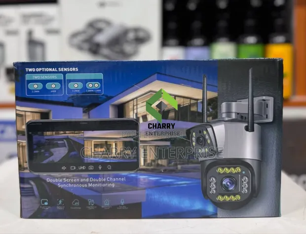 Double Lens CCTV Security Camera with Sim, WiFi, SD Card Support - 1