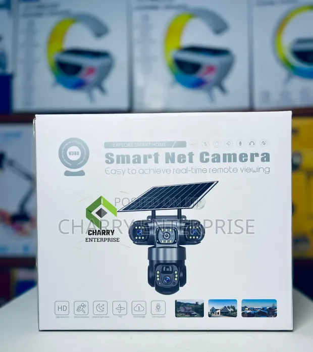 V380 Solar 3-Lens CCTV Security Camera with WiFi - 1
