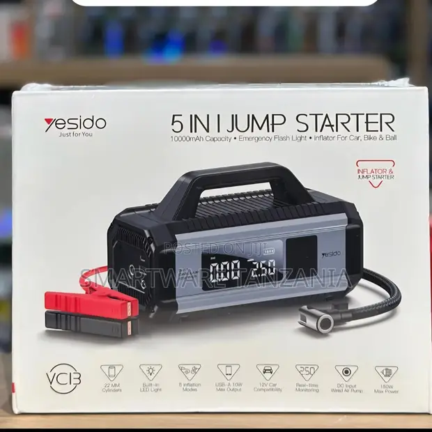 Yesido VC13 5-in-1 Jump Starter 10000mAh Inflator LED - 1