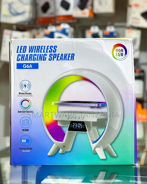 G6a RGB LED Wireless Charging Speaker 15W Redio ya FM Saa - 1
