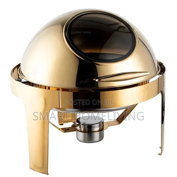 Luxurious Round Roll-Top Chafing Dish - Gold - 1