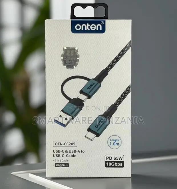 Onten OTN-CC205 2-in-1 USB-C to USB-C Cable 65W 10Gbps - 1