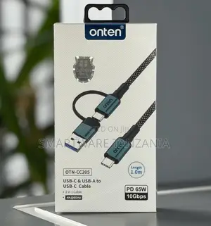 Onten OTN-CC205 Kebo ya 2-in-1 USB-C hadi USB-C 65W 10Gbps