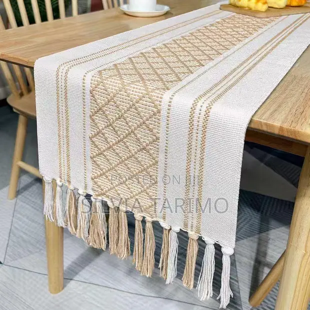 Premium Cotton Table Runner with Elegant Tassels - 1