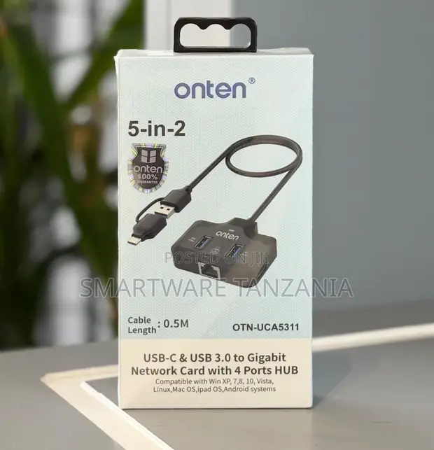 Onten OTN-UCA5311 5-in-2 USB-C Gigabit Ethernet Hub - 1