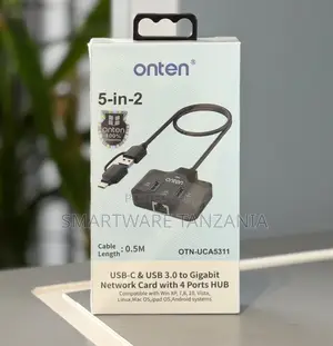 Onten OTN-UCA5311 5-in-2 USB-C Gigabit Ethernet Hub