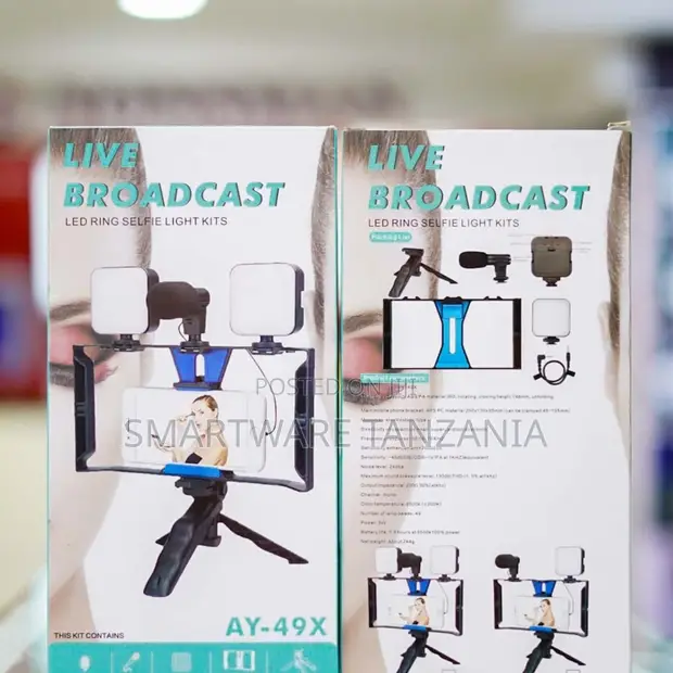 AY-49X Live Broadcast LED Ring Light Kit na Microphone - 1