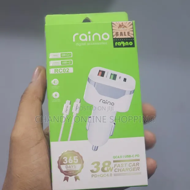 Raino Brand 38W Fast Car Charger with Dual USB Ports - 1