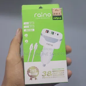 Raino Brand 38W Fast Car Charger with Dual USB Ports