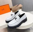 Viatu vya Wanaume Hermes Loafers - Ngozi Nyeupe - 1
