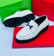 Viatu vya Wanaume Hermes Loafers - Ngozi Nyeupe - 4