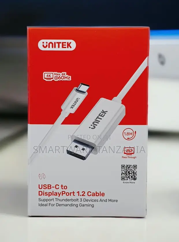 Unitek USB-C to DisplayPort 1.2 Cable 1.8m Nyeupe - 1
