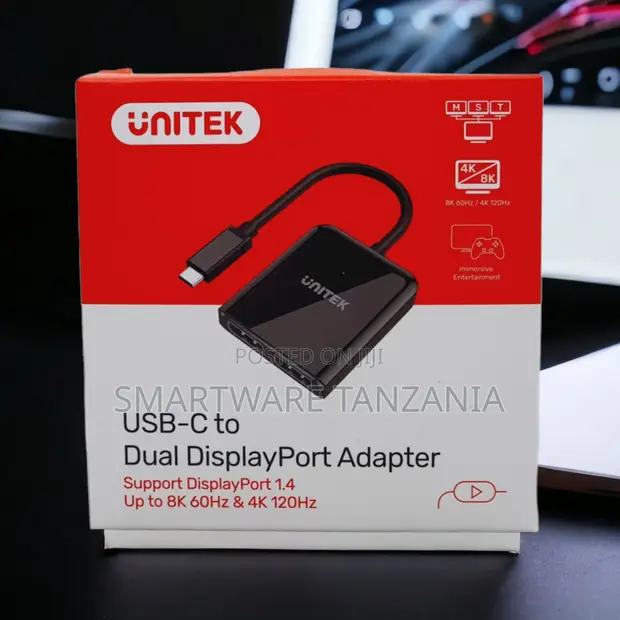 Unitek USB-C to Dual DisplayPort Adapter 60Hz 120Hz MST - 1