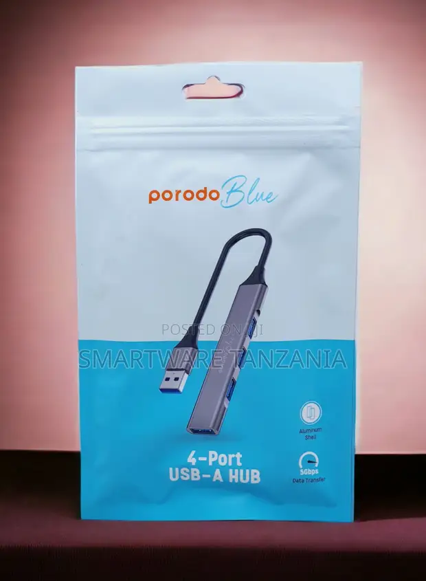 Porodo Blue 4-Port USB-A Hub 5Gbps Slim Aluminum - 1
