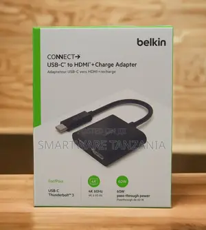 Belkin Connect USB-C to HDMI Adapter (60Hz, 60W Charge)