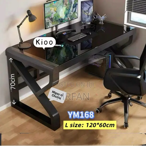 Computer Table / Home Office Table - Black Glass - 1