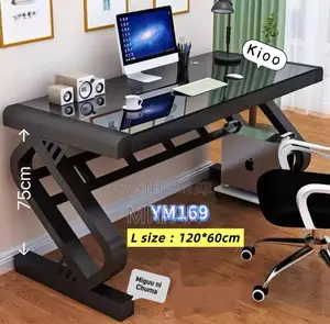 Computer Table / Home Office Table - Black Glass