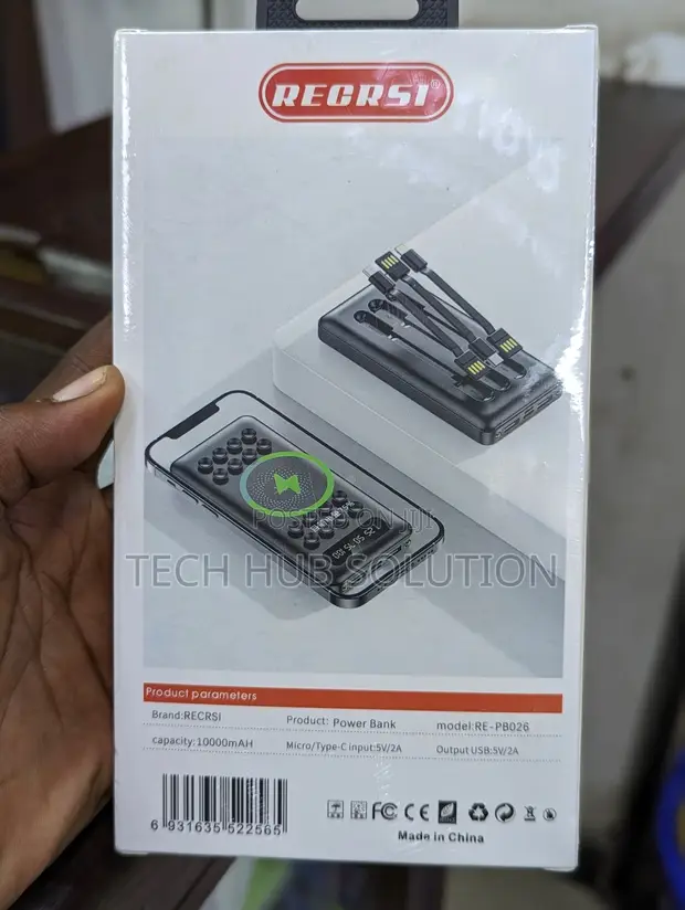 Recrsi 10000mAh Portable Power Bank - Fast Charging - 1