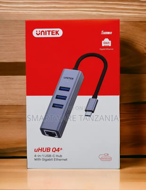 Unitek UHUB Q4+ 4-in-1 USB-C Hub Gigabit Ethernet 5Gbps - 1