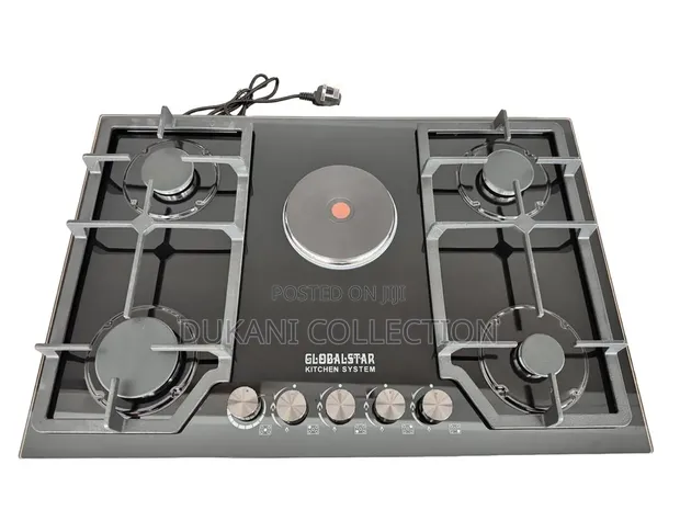 Cooktop Globalstar GS5G23 - 4 Gas Burners + 1 Plate ya Umeme - 1