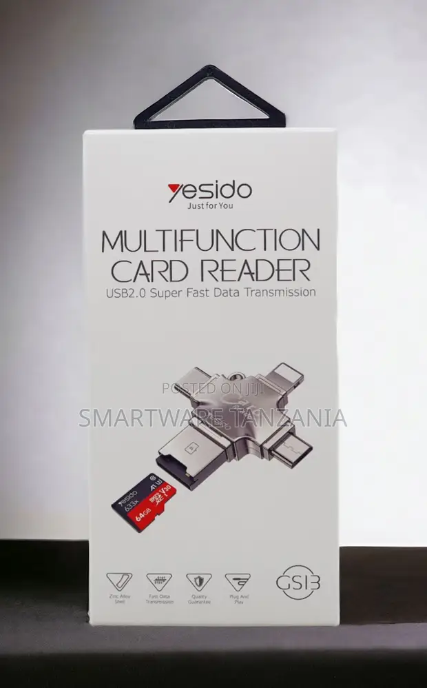Yesido 4-in-1 Multifunction Card Reader USB-C, Lightning, Micro USB - 1