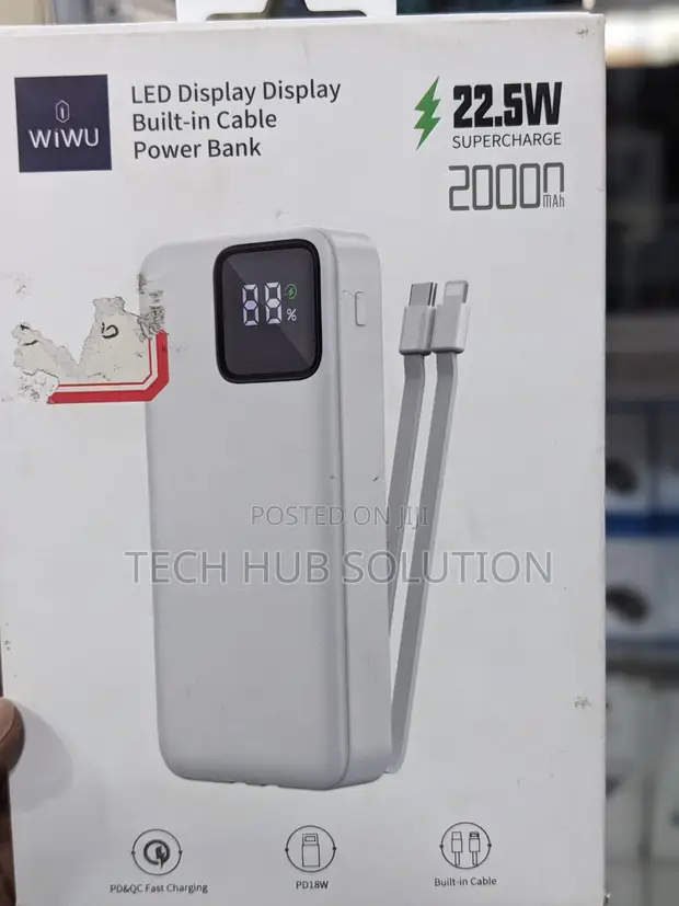 Wiwu 20000mAh Power Bank - Uwezo Mkubwa Kuchaji Haraka - 1