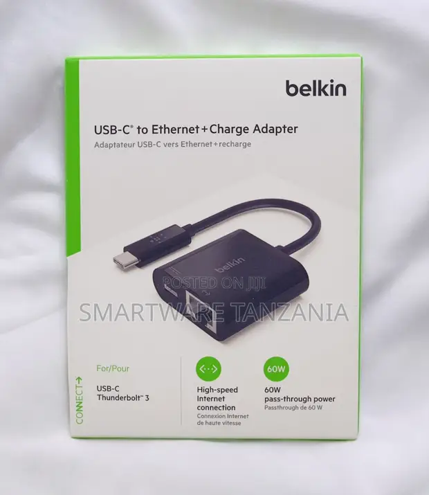 Belkin USB-C to Ethernet & Charge Adapter 60W - 1