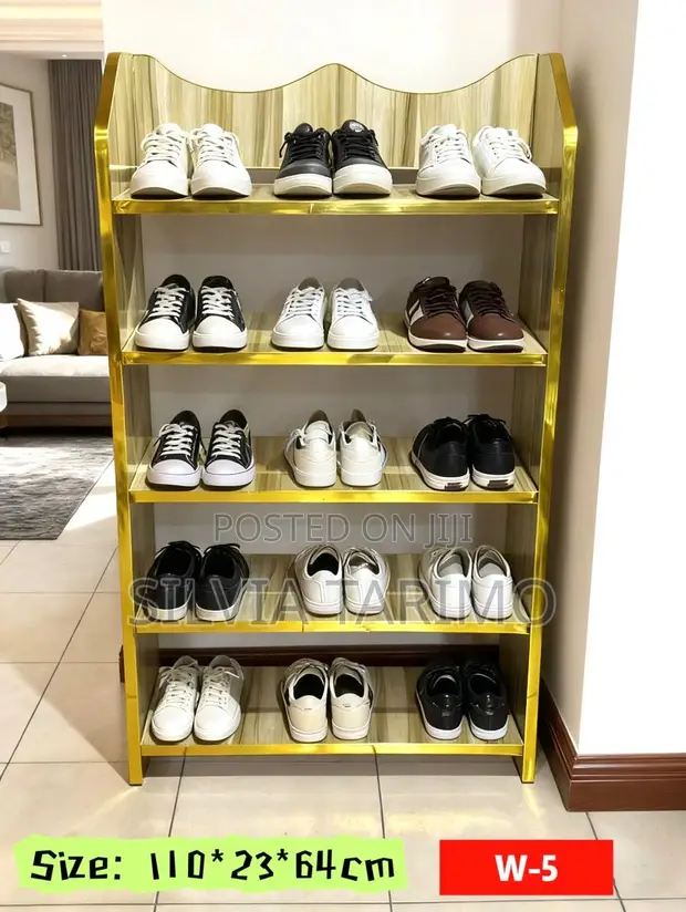 Luxury Gold 5-Tier Shoe Rack - 1