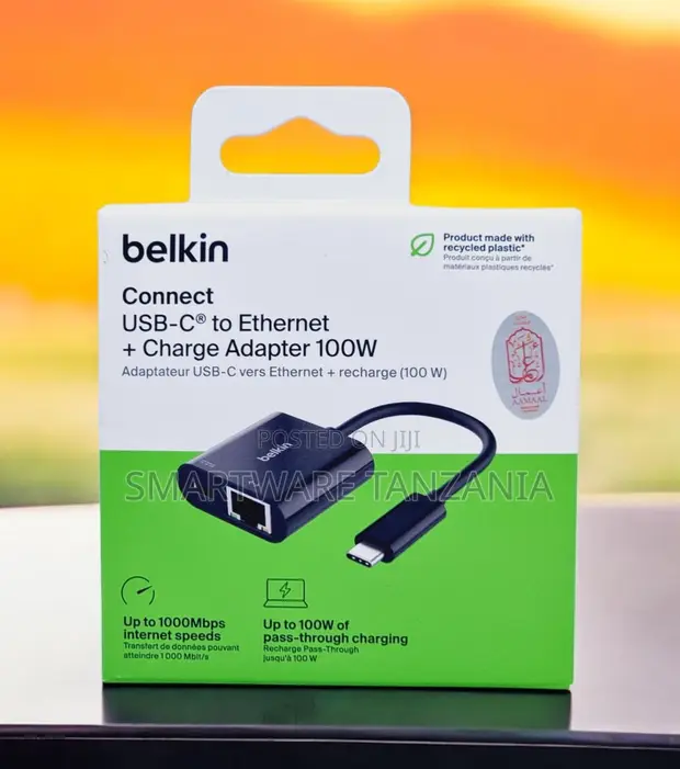 Belkin USB-C kwa Ethernet & Charge Adapter 100W - 1