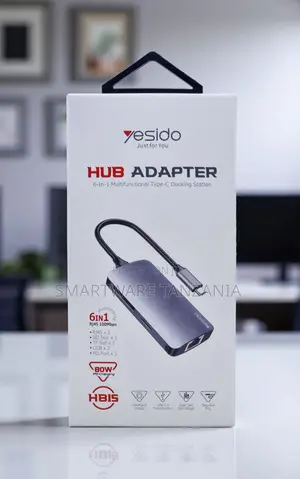 Yesido HB15 6-in-1 USB-C Hub (RJ45, SD/TF, 80W PD)