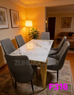 Rectangular Marble Dining Table (Seats 6)