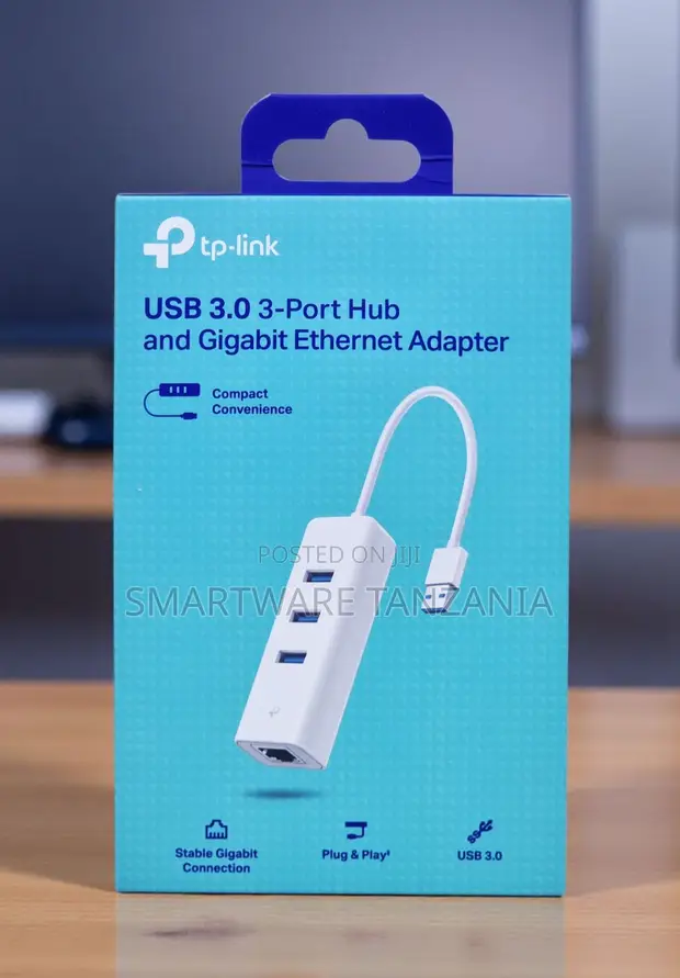 TP-Link USB 3.0 3-Port Hub with Gigabit Ethernet Adapter - 1