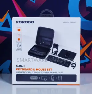Porodo 6-in-1 Keyboard Mouse Set with Travel Case